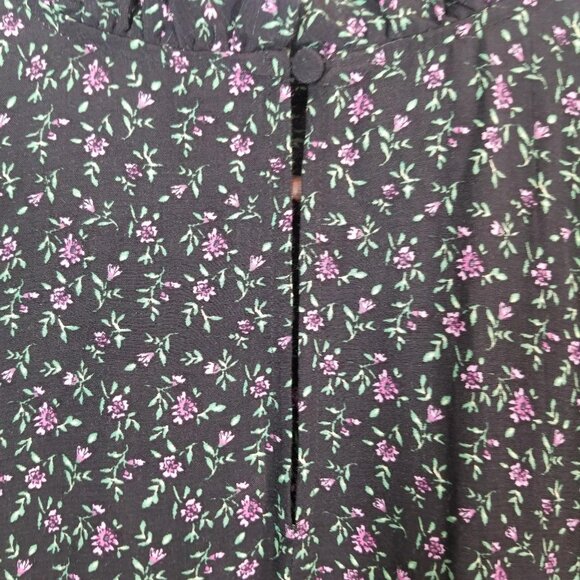 Zara Dress Womens M The Lisa‎ Floral Short Sleeve High Neck Swing Trapeze Black - Picture 4 of 13